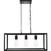 Elegant Lighting Resolute 3 Light 25" Wide Linear Chandelier with Rectangular Frame Black