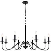 Elegant Lighting Rohan 8 Light 42" Wide Taper Candle Style Chandelier Matte Black