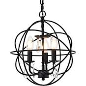 Elegant Lighting Wallace 3 Light 12" Wide Crystal Pendant Matte Black / Clear