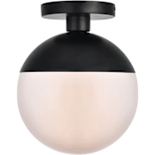 Elegant Lighting Eclipse Single Light 10" Wide Semi-Flush Globe Ceiling Fixture with Frosted Glass Black