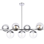 Elegant Lighting Eclipse 7 Light 43" Wide Linear Chandelier with Clear Glass Chrome / Clear