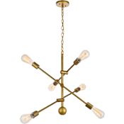 Elegant Lighting Axel 6 Light 29" Wide Sputnik Chandelier Brass