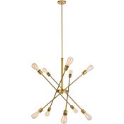 Elegant Lighting Axel 10 Light 27" Wide Sputnik Chandelier Brass