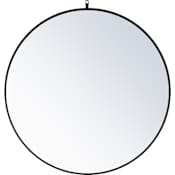 Elegant Lighting Eternity 39" Diameter Traditional Circular Framed Bathroom Wall Mirror Black