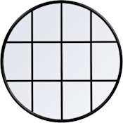 Elegant Lighting Motif 31-1/2" Diameter Circular Metal Framed Accent Wall Mirror Black
