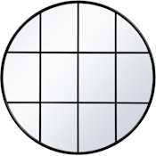 Elegant Lighting Motif 41-3/4" Diameter Circular Metal Framed Accent Wall Mirror Black