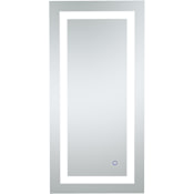 Elegant Lighting Helios 18" W x 36" H Modern Rectangular Aluminum Frameless Bathroom Wall Mirror with LED Lighting Silver