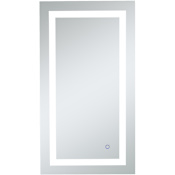 Elegant Lighting Helios 20" W x 36" H Modern Rectangular Aluminum Frameless Bathroom Wall Mirror with LED Lighting Silver
