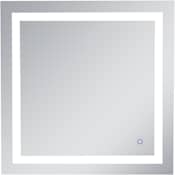 Elegant Lighting Helios 30" W x 30" H Modern Square Aluminum Frameless Bathroom Wall Mirror with LED Lighting Silver