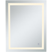 Elegant Lighting Helios 30" W x 40" H Modern Rectangular Aluminum Frameless Bathroom Wall Mirror with LED Lighting Silver