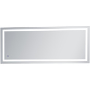 Elegant Lighting Helios 72" W x 30" H Modern Rectangular Aluminum Frameless Bathroom Wall Mirror with LED Lighting Silver