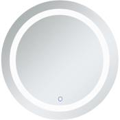 Elegant Lighting Helios 28" Diameter Modern Circular Steel Frameless Bathroom Wall Mirror with LED Lighting Silver