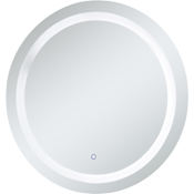 Elegant Lighting Helios 32" Diameter Modern Circular Steel Frameless Bathroom Wall Mirror with LED Lighting Silver