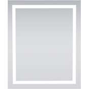 Elegant Lighting Nova 30" W x 36" H Traditional Rectangular Aluminum Framed, Frameless Bathroom Wall Mirror with LED Lighting Silver
