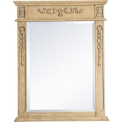 Elegant Lighting Lenora 28" W x 36" H Rectangular Wood Framed Accent Wall Mirror Antique Beige