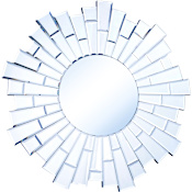 Elegant Lighting Modern 32" Diameter Circular / Sunburst Framed Accent Mirror Clear Mirror