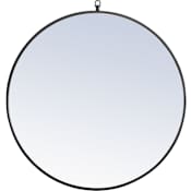 Elegant Lighting Eternity 32" Diameter Circular Metal Framed Accent Wall Mirror Black