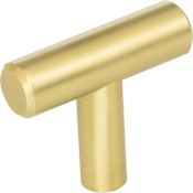 Elements Naples 1-9/16" Solid Steel "T" Bar Cabinet Knob / Drawer Knob with Mounting Hardware Brushed Gold