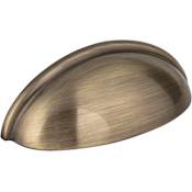 Elements Florence 3" Center to Center 3-11/16" Long Classic Cabinet Cup Handle / Drawer Cup Pull Brushed Antique Brass