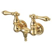 Elements Of Design Double Handle Wall Mounted Clawfoot Tub Filler with 3-3/8" Center, 1-1/2" Spout Reach, Porcelain Lever Handles from the Hot Springs Collection Oil Rubbed Bronze