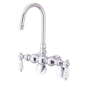 Elements Of Design Double Handle Wall Mounted Clawfoot Tub Filler with 3-3/8" to 9" Adjustable Center, Hi-Rise Spout and Porcelain Lever Handles from the Hot Springs Collection Chrome
