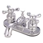 Elements Of Design Double Handle 4" Centerset Bathroom Faucet with American Cross Handles and Drain Assembly from the Cheyenne Collection Chrome