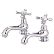 Elements Of Design Double Handle Basin Faucet with Porcelain Lever Handles from the St. Louis Collection Polished Brass (PVD)