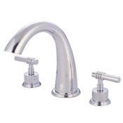 Elements Of Design Double Handle Deck Mounted Roman Tub Filler with Metal Lever Handles from the Miami Series Chrome/Polished Brass (PVD)