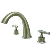 Elements Of Design Double Handle Deck Mounted Roman Tub Filler with Metal Lever Handles from the Miami Series Chrome/Satin Nickel