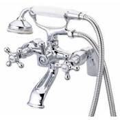 Elements Of Design Deck Mounted Clawfoot Tub Filler Double Handle Chrome