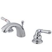 Elements Of Design Double Handle 4" to 8" Mini Widespread Bathroom Faucet with Metal Lever Handles and Drain Assembly from the Naples Collection Chrome