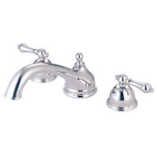 Elements Of Design Double Handle Deck Mounted Roman Tub Filler with Porcelain Lever Handles from the Chicago Collection Polished Brass (PVD)