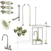 Elements Of Design Leg Tub Kit with Faucet Body, Porcelain Lever Handles, Shower Ring, Shower Head, Supply Lines, Drain and Overflow from the Vintage Collection Satin Nickel