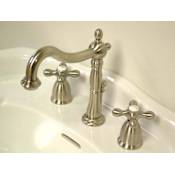 Elements Of Design New Orleans Widespread Bathroom Faucet with Metal Cross Handles Satin Nickel