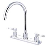 Elements Of Design Tampa Kitchen Faucet High Arc with Double Metal Lever Handles and Escutcheon Plate Less Side Spray Chrome