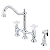 Elements Of Design Double Handed Deck Mount Kitchen Faucet with 8" Spread Chrome