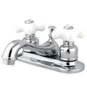 Elements Of Design Double Handle Centerset Bathroom Faucet with Porcelain Cross Handles from the Cheyenne Series Chrome