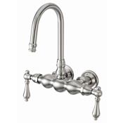 Elements Of Design Double Handle Wall Mounted Clawfoot Tub Filler with 3-3/8" Center and Metal Lever Handles from the Hot Springs Collection Satin Nickel