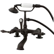 Elements Of Design Triple Handle Wall Mounted Clawfoot Tub Filler with 7" Center, Personal Hand Shower and Metal Lever Handles from the Hot Springs Collection Oil Rubbed Bronze