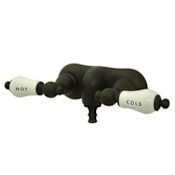 Elements Of Design Double Handle Wall Mounted Clawfoot Tub Filler with 3-3/8" Center, Non-Code Spout and Hot / Cold Porcelain Lever Handles from the Hot Springs Collection Oil Rubbed Bronze