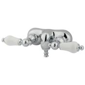 Elements Of Design Double Handle Wall Mounted Clawfoot Tub Filler with 3-3/8" Center, Non-Code Spout and Porcelain Lever Handles from the Hot Springs Collection Chrome