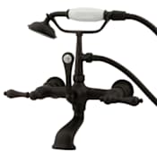 Elements Of Design Triple Handle Wall Mounted Clawfoot Tub Filler with 7" Center, Personal Hand Shower and Metal Lever Handles from the Hot Springs Collection Oil Rubbed Bronze