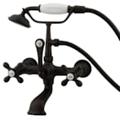 Elements Of Design Triple Handle Wall Mounted Clawfoot Tub Filler with 7" Center, Personal Hand Shower and Metal Cross Handles from the Hot Springs Collection Oil Rubbed Bronze
