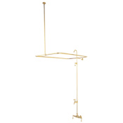 Elements Of Design Triple Handle Wall Mounted Clawfoot Tub Filler and Shower System with Metal Lever Handles from the Hot Springs Collection Polished Brass (PVD)