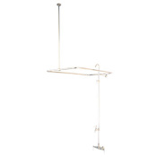 Elements Of Design Triple Handle Wall Mounted Clawfoot Tub Filler and Shower System with Porcelain Lever Handles from the Hot Springs Collection Satin Nickel