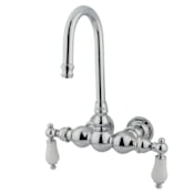 Elements Of Design Double Handle Wall Mounted Clawfoot Tub Filler with 3-3/8" Center and Porcelain Lever Handles from the Hot Springs Collection Chrome