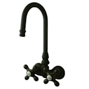 Elements Of Design Double Handle Wall Mounted Clawfoot Tub Filler with 3-3/8" Center, Hi-Rise Spout and Metal Cross Handles from the Hot Springs Collection Oil Rubbed Bronze