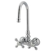 Elements Of Design Double Handle Wall Mounted Clawfoot Tub Filler with 3-3/8" Center, Hi-Rise Spout and Metal Cross Handles from the Hot Springs Collection Chrome