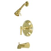 Elements Of Design Single Handle Tub and Shower Trim with Single Function, Tub Spout, and Milano Lever from the Hot Springs Collection Polished Brass (PVD)