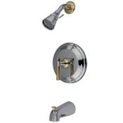 Elements Of Design Single Handle Tub and Shower Trim with Single Function, Tub Spout, and Milano Lever from the Hot Springs Collection Chrome/Polished Brass (PVD)